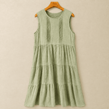 Robe midi sans manches à volants en coton - Vert - XL - image 1
