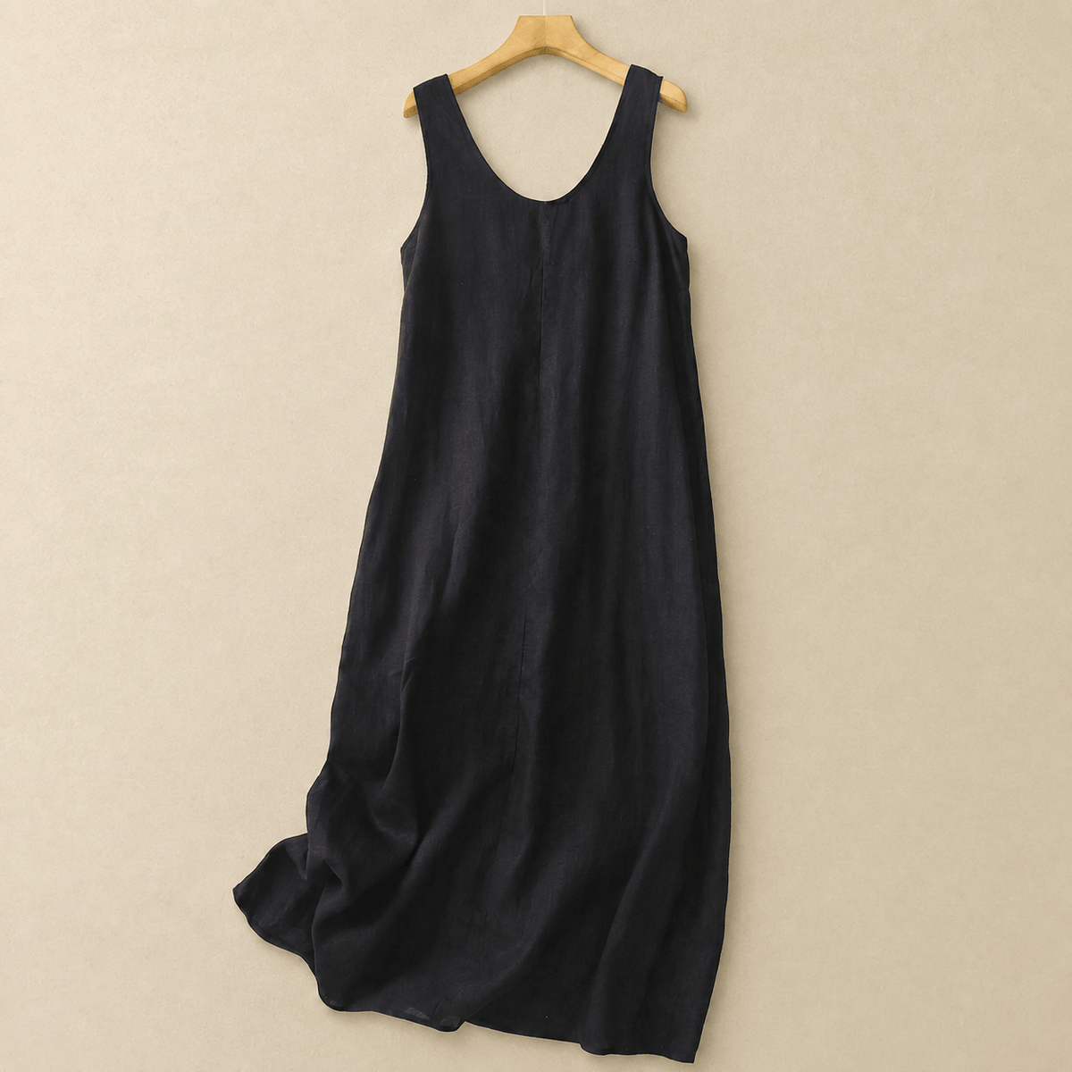 Robe midi décontractée sans manches en coton - Noir - 2XL - image 2