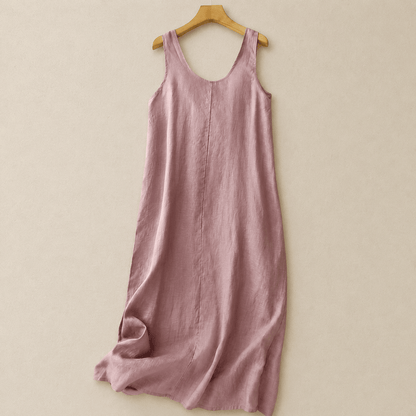 Robe midi décontractée sans manches en coton - Rose - 2XL - image 0