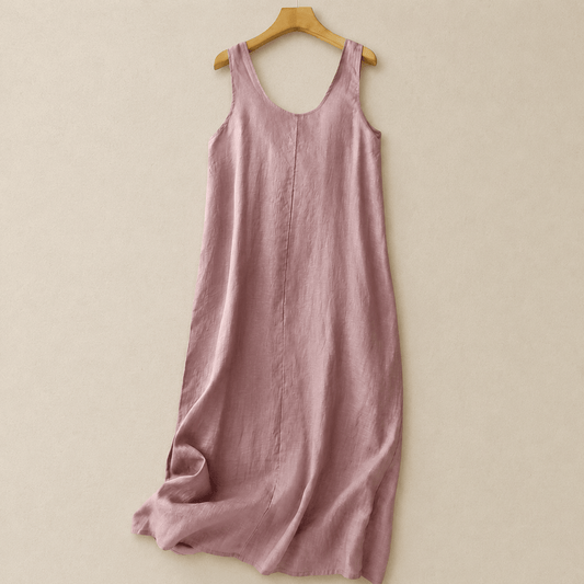 Robe midi décontractée sans manches en coton - Rose - 2XL - image 0