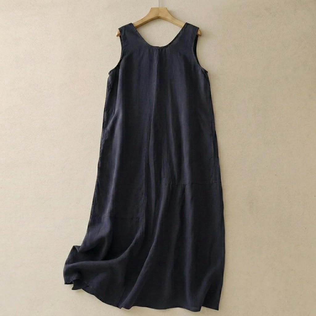 Robe maxi légère en coton à poches - Bleu marine - 2XL - image 1