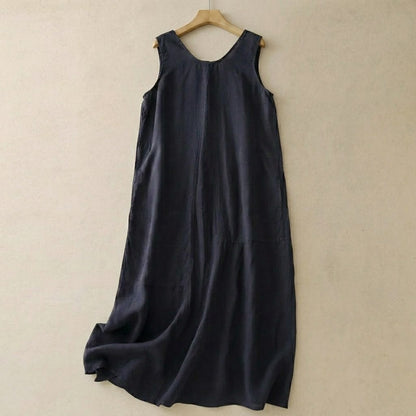 Robe maxi légère en coton à poches - Bleu marine - 2XL - image 1