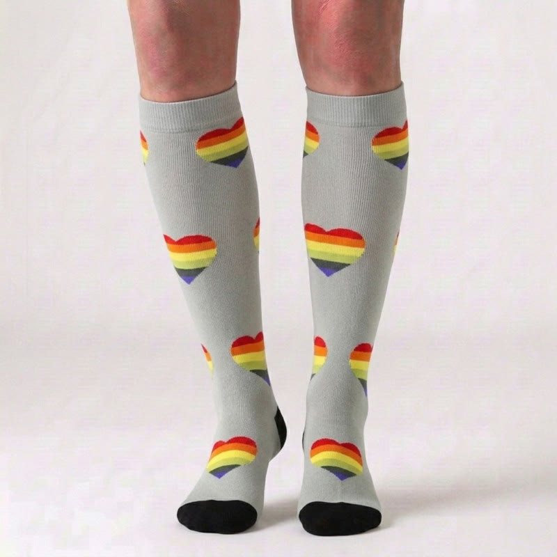 Chaussettes de compression cœur arc-en-ciel (3 paires) - image 2