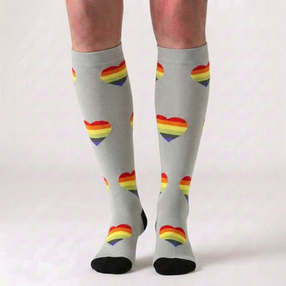 Chaussettes de compression cœur arc-en-ciel (3 paires) - image 2