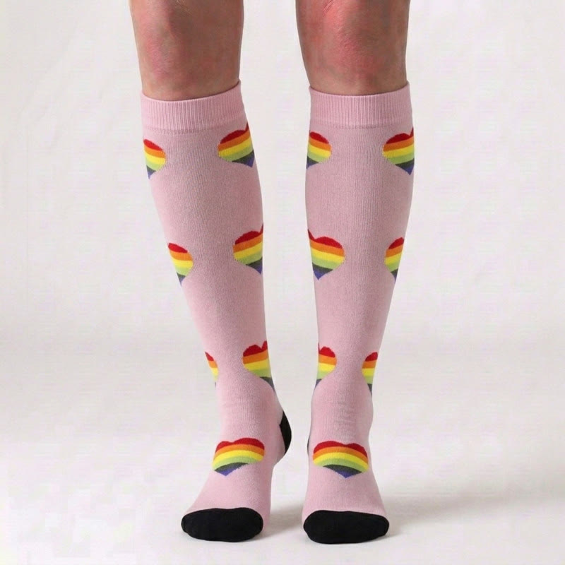 Chaussettes de compression cœur arc-en-ciel (3 paires) - image 3