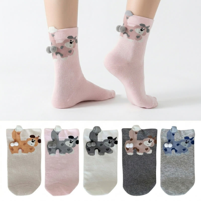 Chaussettes courtes tricotées avec de jolis chiots (5 paires) - image 0
