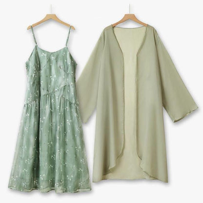 Ensemble jupe deux pièces à motif floral sauge - Ensemble de 2 pièces - 6XL - image 0