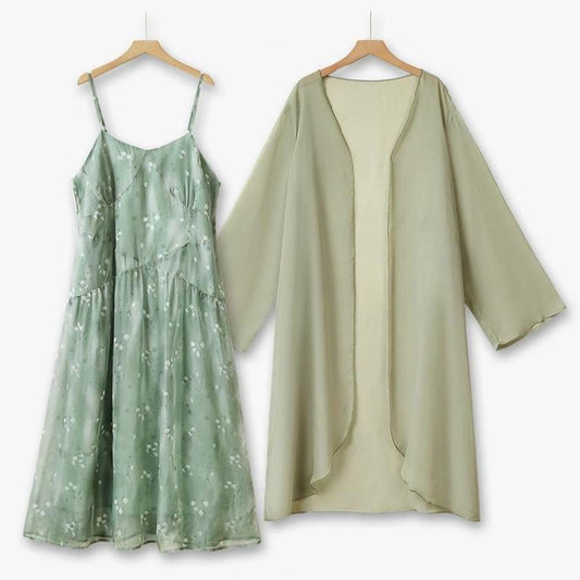 Ensemble jupe deux pièces à motif floral sauge - Ensemble de 2 pièces - 6XL - image 0