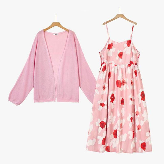 Ensemble deux pièces à fleurs rose poudré - Ensemble de 2 pièces - 6XL - image 0