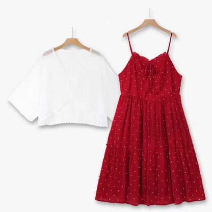 Ensemble deux pièces robe à pois romantique - Ensemble de 2 pièces - 6XL - image 0