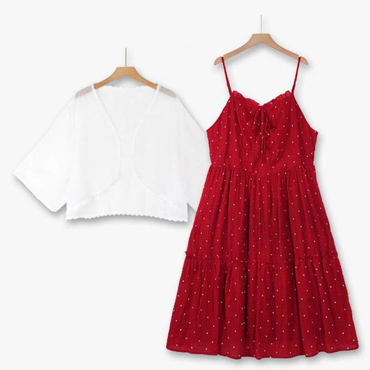 Ensemble deux pièces robe à pois romantique - Ensemble de 2 pièces - 6XL - image 0