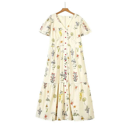 Robe maxi boutonnée sur le devant à motif botanique - Abricot - 6XL - image 0
