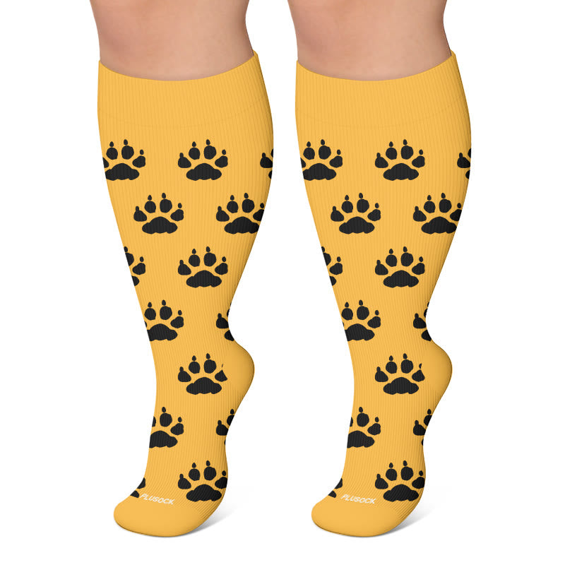 Chaussettes de compression grandes tailles à motif pattes - Jaune - 4XL - image 5