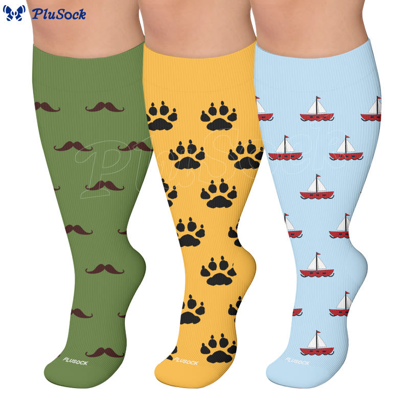 Chaussettes de compression grandes tailles à motif pattes - image 0