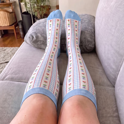 Chaussettes de compression à rayures florales grandes tailles - image 1