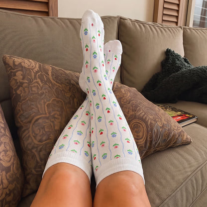 Chaussettes de compression à rayures florales grandes tailles - image 3