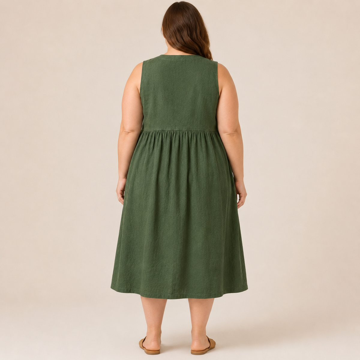 Robe midi texturée à boutons sur le devant - image 5