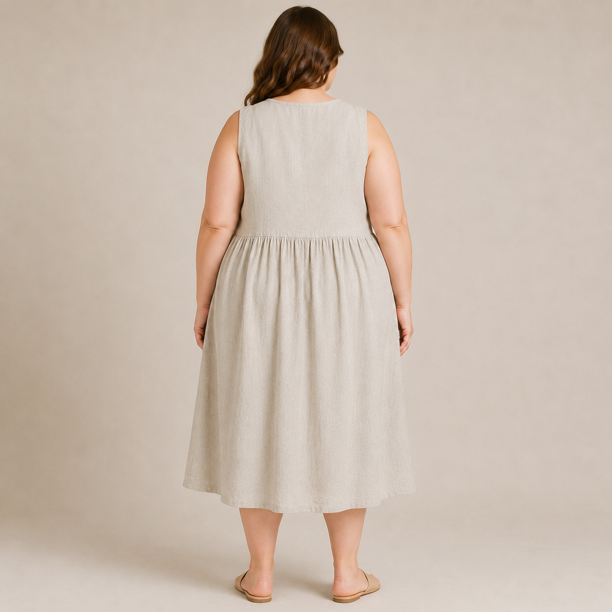 Robe midi texturée à boutons sur le devant - image 2