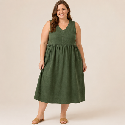 Robe midi texturée à boutons sur le devant - image 4