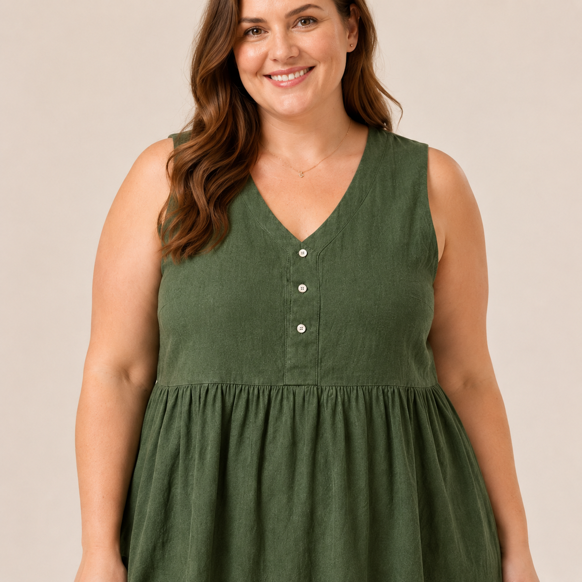 Robe midi texturée à boutons sur le devant - image 6