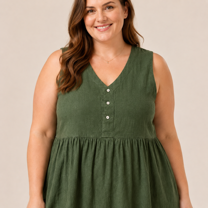 Robe midi texturée à boutons sur le devant - image 6