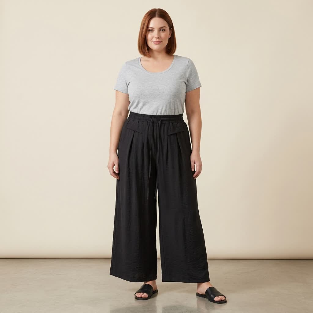 Pantalon décontracté à jambes larges et extensibles - image 10