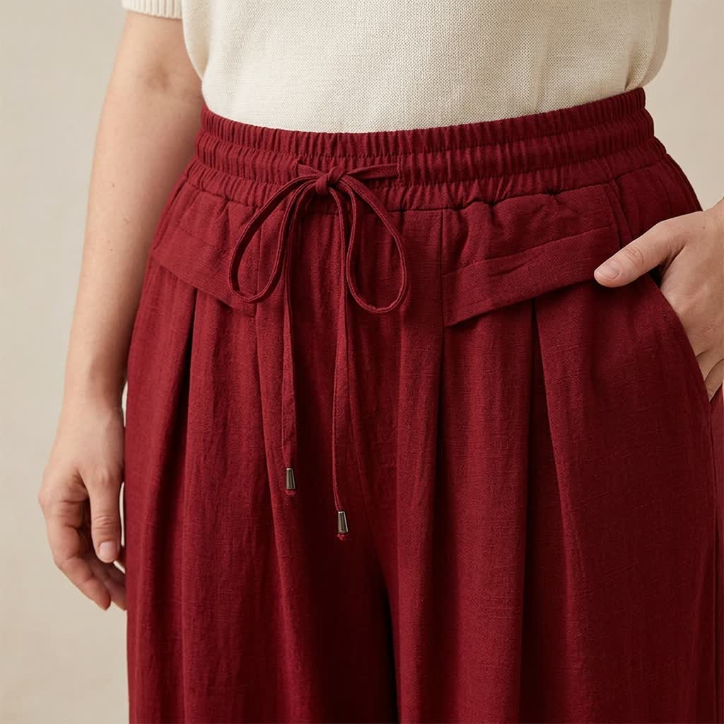 Pantalon décontracté à jambes larges et extensibles - image 9