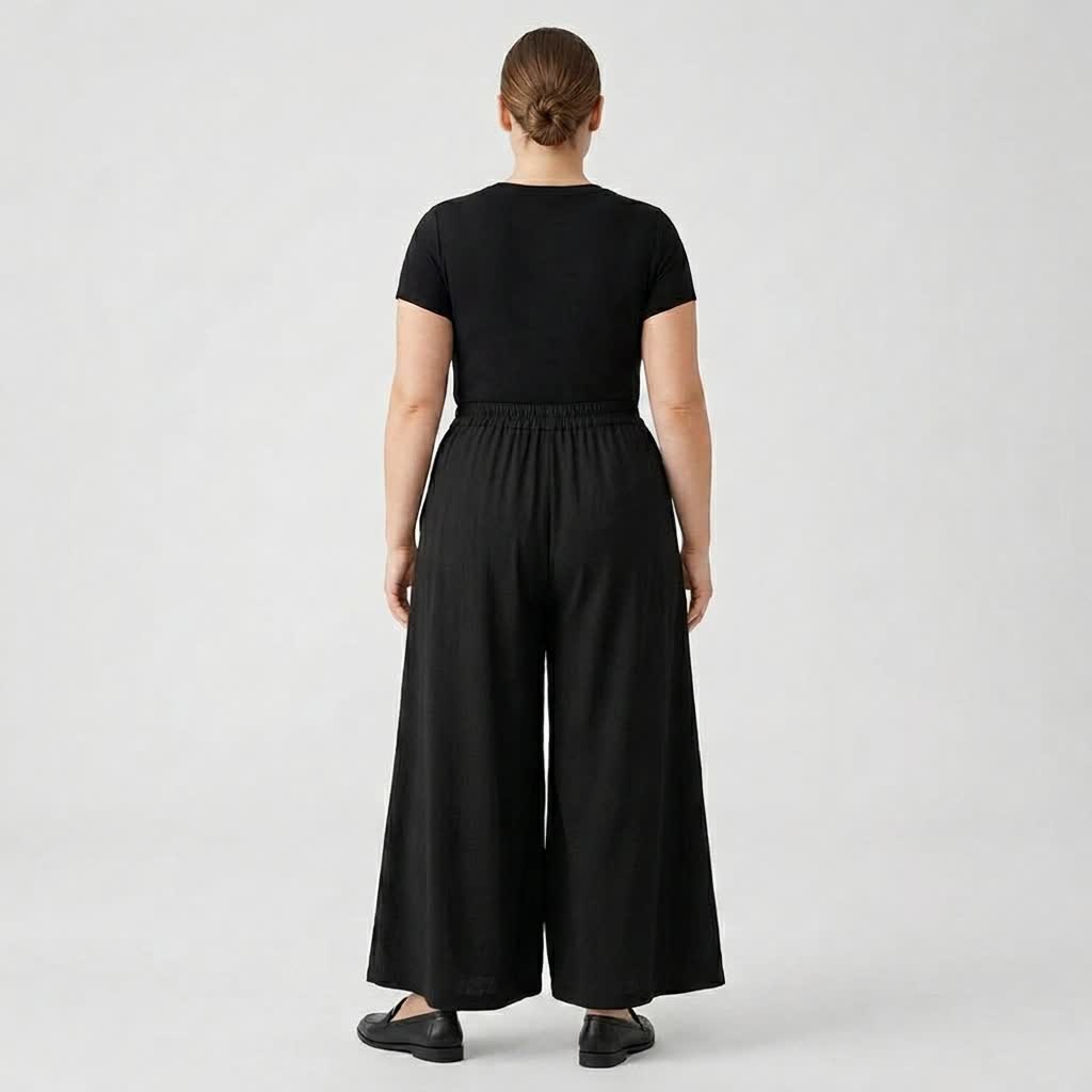 Pantalon décontracté à jambes larges et extensibles - image 11