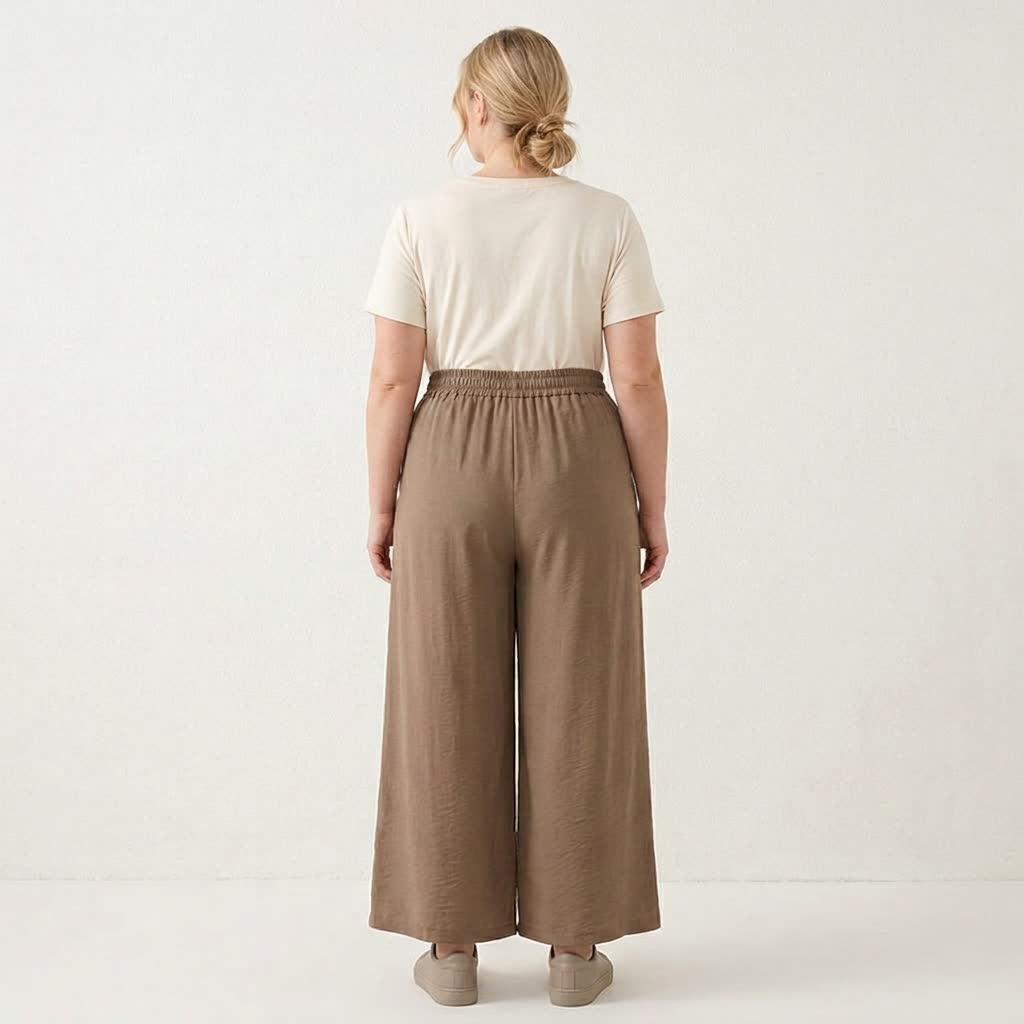 Pantalon décontracté à jambes larges et extensibles - image 2