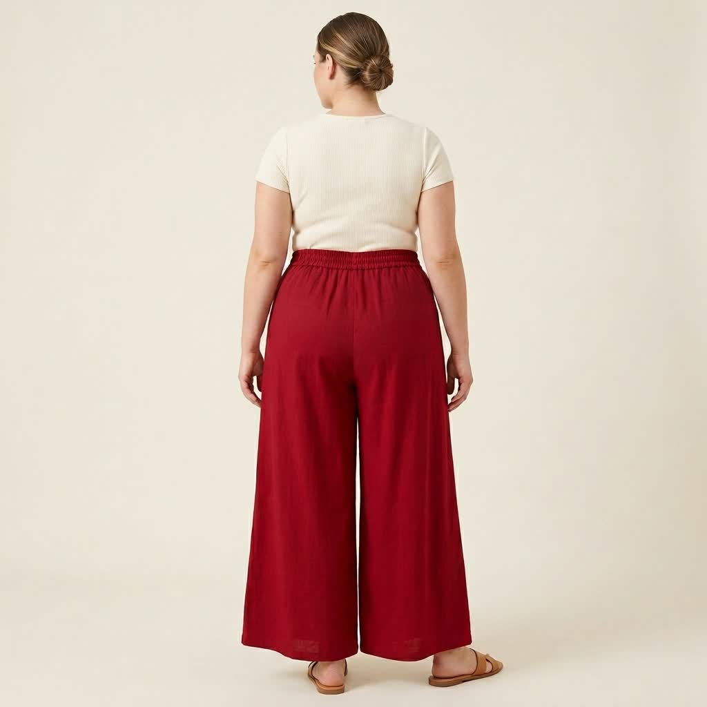Pantalon décontracté à jambes larges et extensibles - image 8