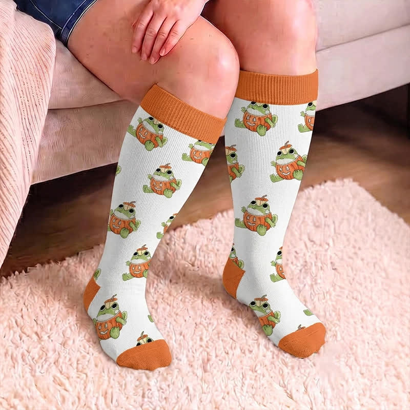 Chaussettes de compression citrouille grenouille grande taille - image 2