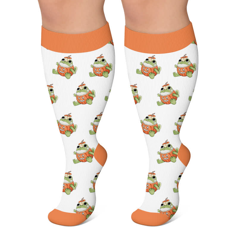 Chaussettes de compression citrouille grenouille grande taille - Blanc - 4XL - image 4