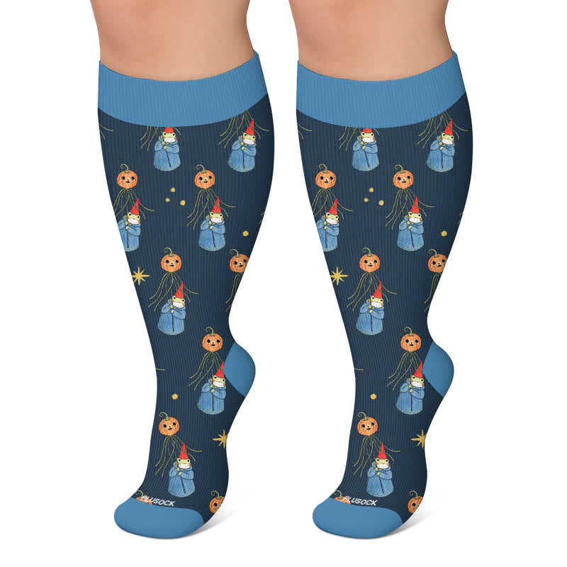 Chaussettes de compression citrouille grenouille grande taille - Bleu marine - 4XL - image 5