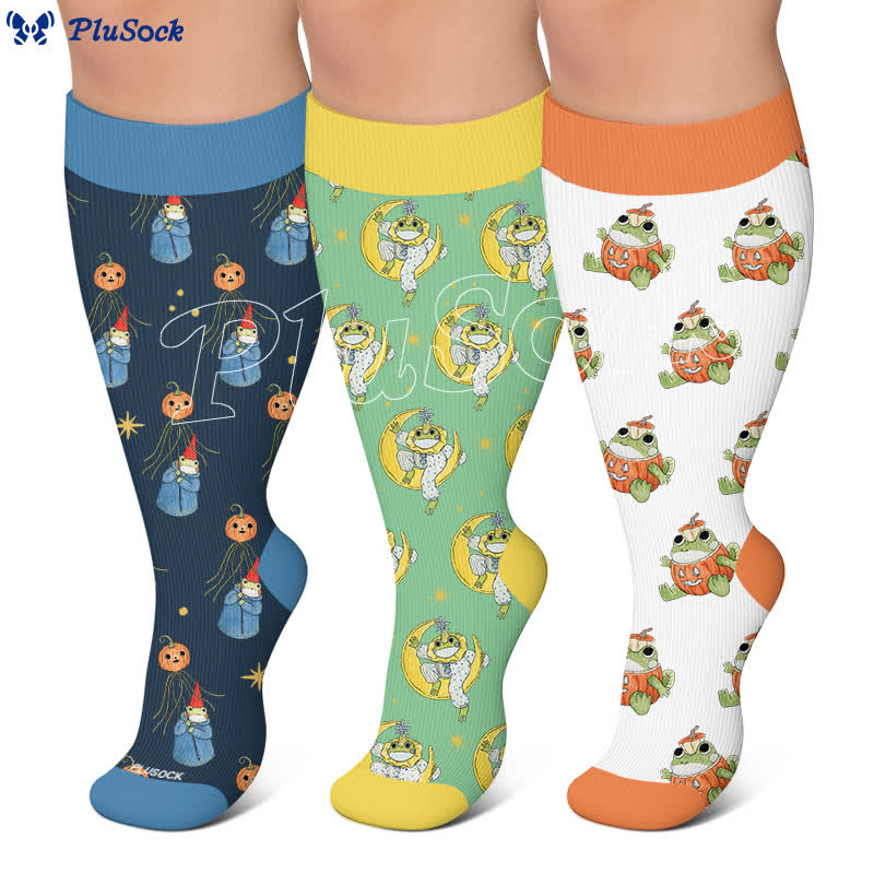 Chaussettes de compression citrouille grenouille grande taille - image 0