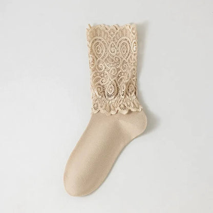 Chaussettes élégantes à revers en dentelle florale (4 paires) - Nu - EU36-40(US3-7) - image 4
