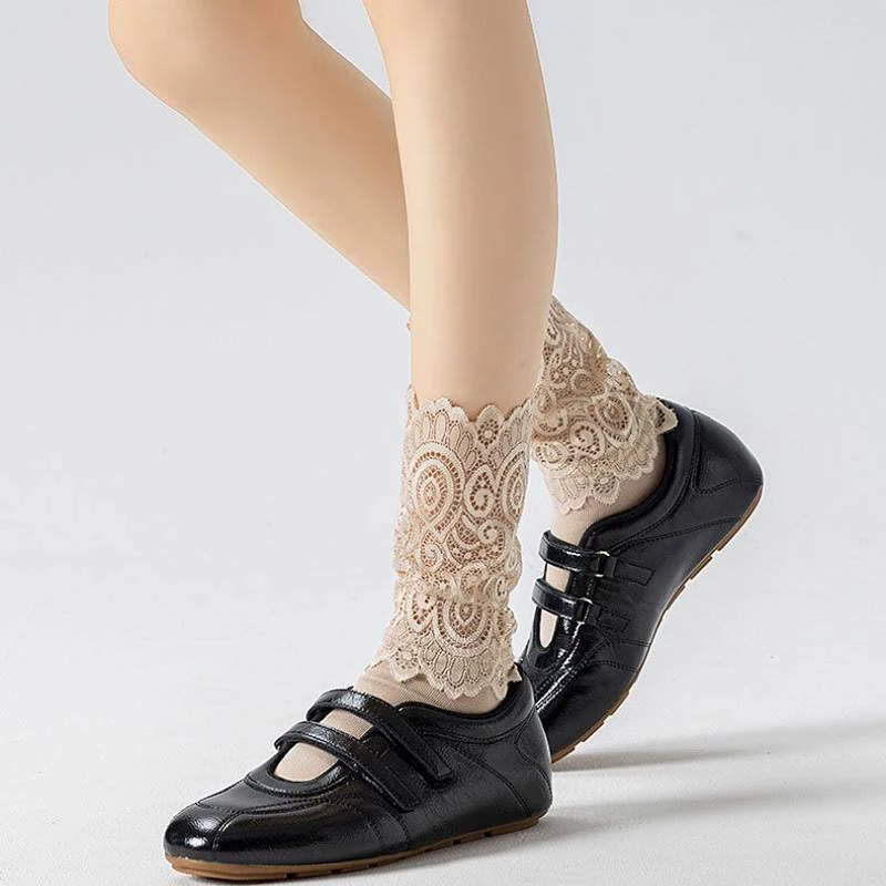 Chaussettes élégantes à revers en dentelle florale (4 paires) - image 6