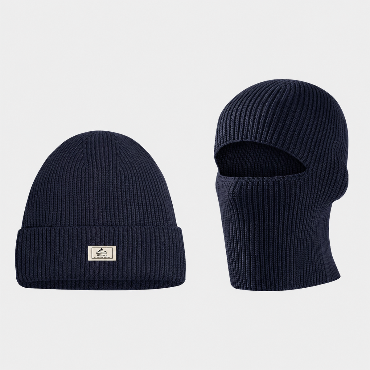 Bonnet d'hiver côtelé thermique double style - Bleu marine - One Size - image 1