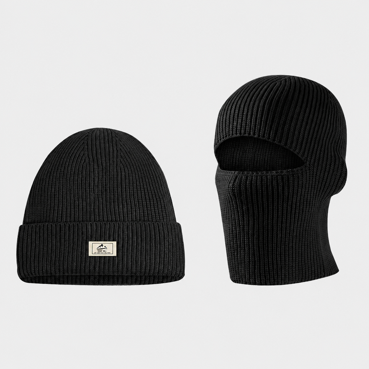 Bonnet d'hiver côtelé thermique double style - Noir - One Size - image 0