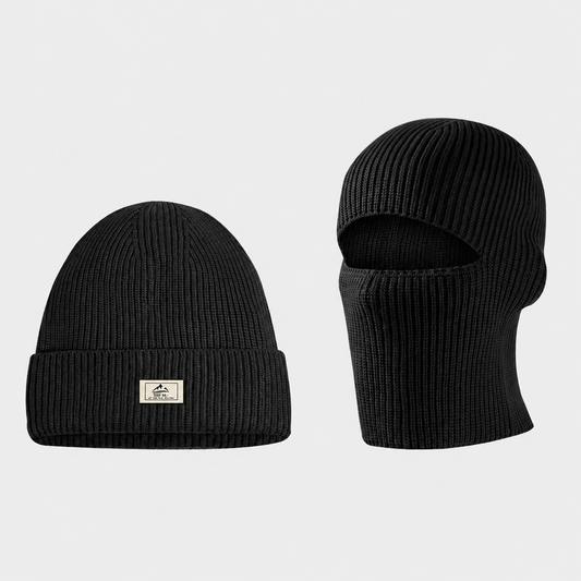 Bonnet d'hiver côtelé thermique double style - Noir - One Size - image 0