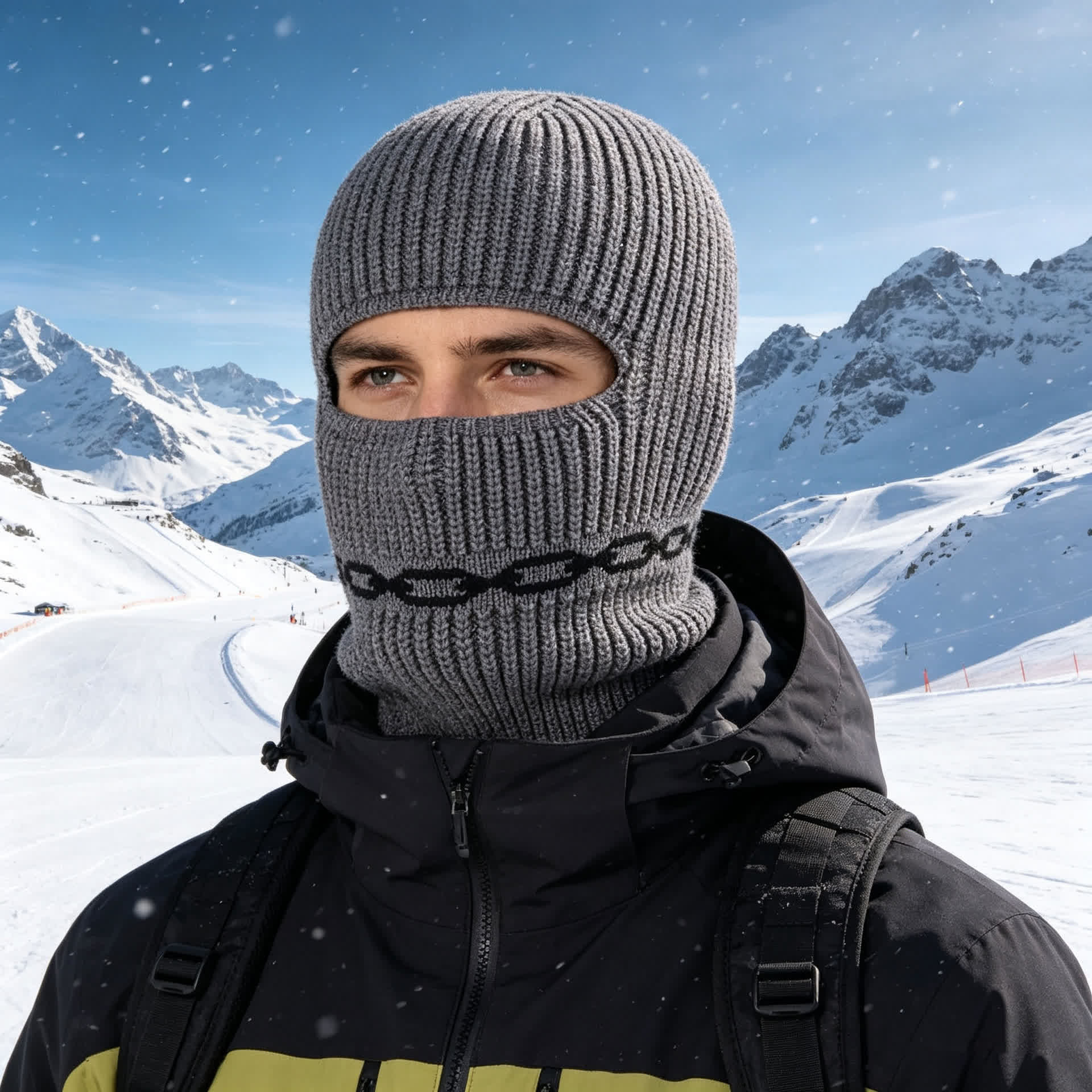 Bonnet cagoule convertible en maille côtelée pour temps froid - Gris clair - One Size - image 4