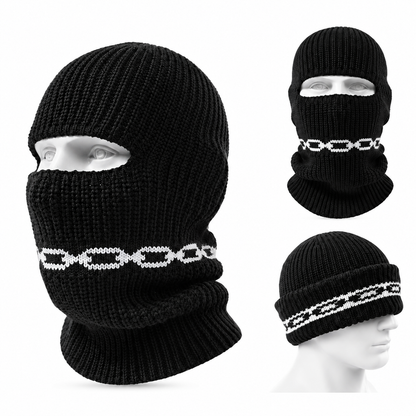 Bonnet cagoule convertible en maille côtelée pour temps froid - image 1