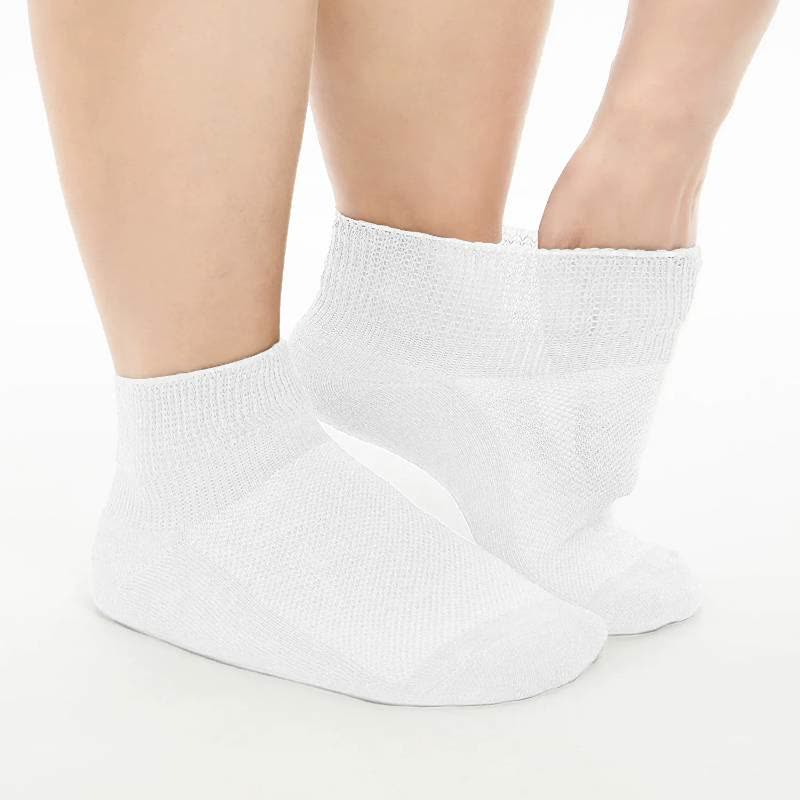 Chaussettes de cheville respirantes, rembourrées et non contraignantes pour diabétiques (5 paires) - Blanc - UE40-44(7-10) - image 1
