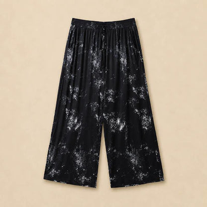 Pantalon fluide à jambes larges imprimé Splash grandes tailles - Noir - 6XL - image 0