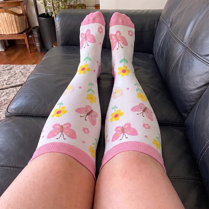 Chaussettes de compression imprimées Butterfly Meadow grandes tailles - image 3