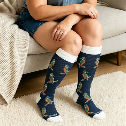 Chaussettes de compression grandes tailles à motif chat et oiseau - image 3