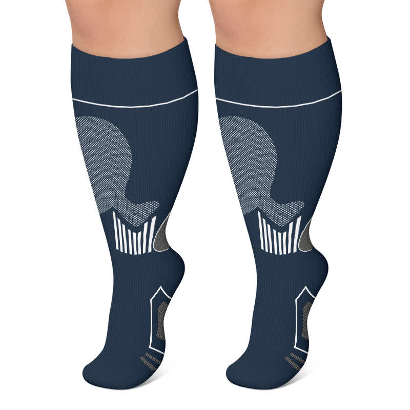 Chaussettes de compression sport contrastées grandes tailles - Bleu marine - 4XL - image 6
