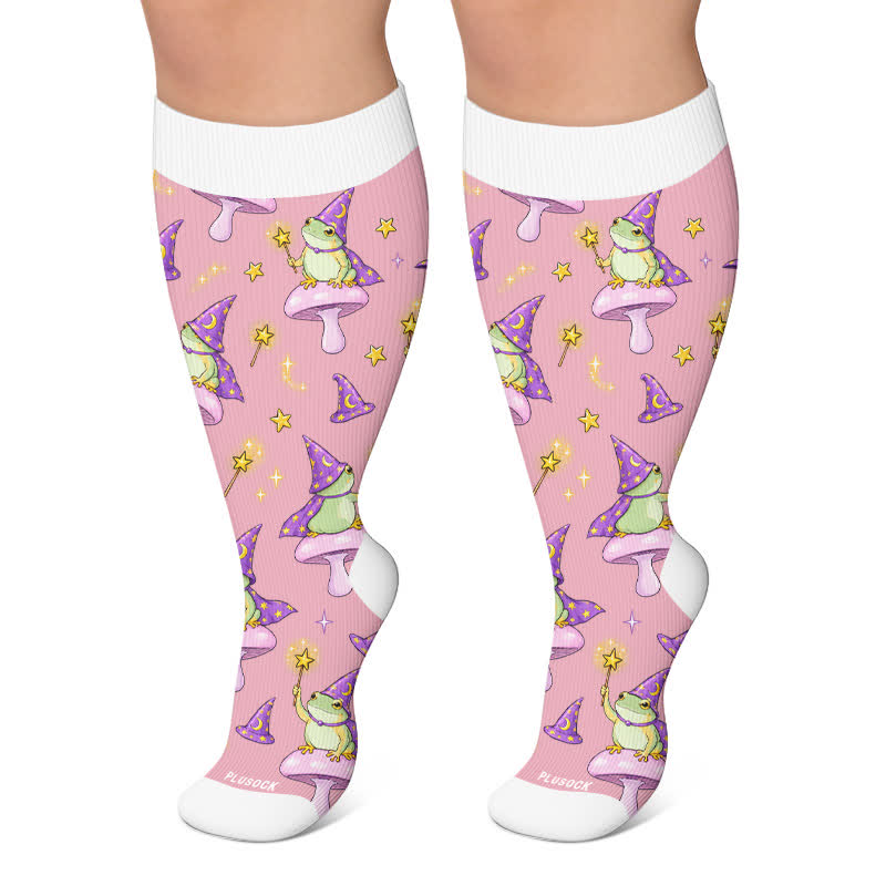 Chaussettes de compression Witchy Frog grandes tailles - Rose - 4XL - image 4
