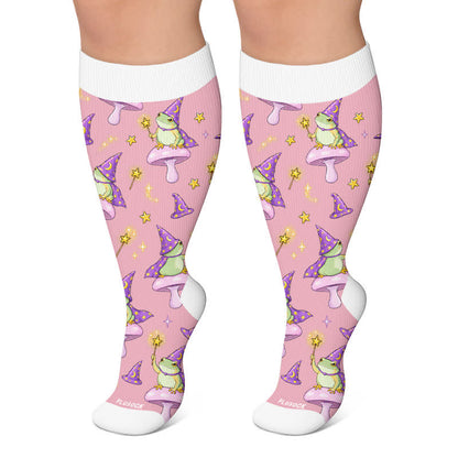 Chaussettes de compression Witchy Frog grandes tailles - Rose - 4XL - image 4