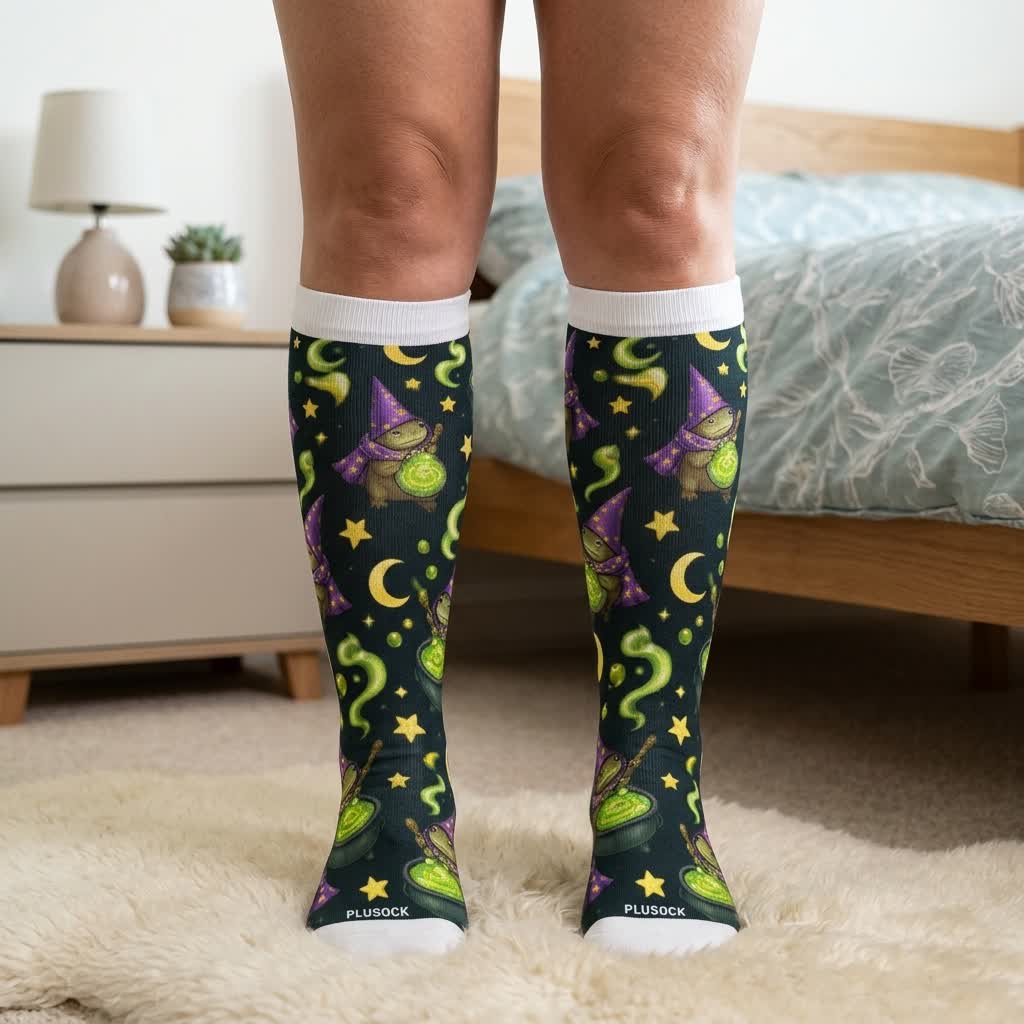 Chaussettes de compression Witchy Frog grandes tailles - image 1