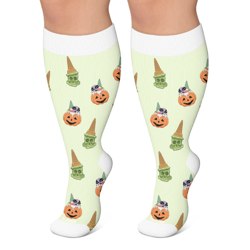 Chaussettes de compression fantaisie squelette fantôme grande taille - Vert - 4XL - image 6